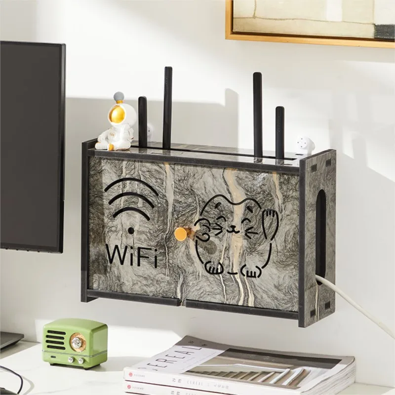 

Large Capacity Router Storage Box Wall Mounted Wireless WiFi Storage Rack Living Room Home Bedroom TV Set-top Storage Box ZF290