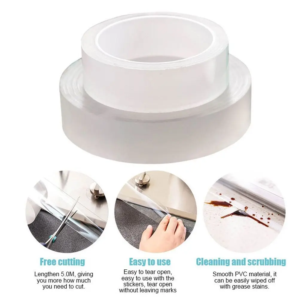 300cm Acrylic Transparent Kitchen Waterproof Self-Adhesive Seamless Tape Mildewproof Traceless Tape Sealing Stripe