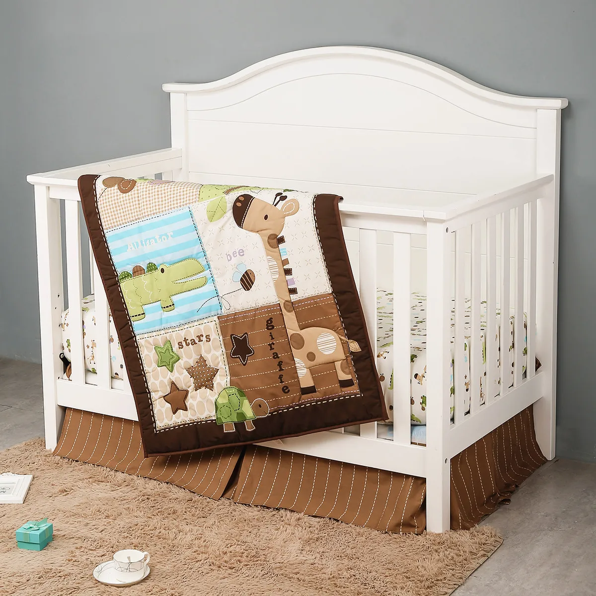 7 Stuks Beddengoed Sets Voor Meisjes Kinderbeddengoed Wieg Dekbed Set Baby Wieg Beschermer (4Bumper Wieg Laken Dekbed Wieg Rok)