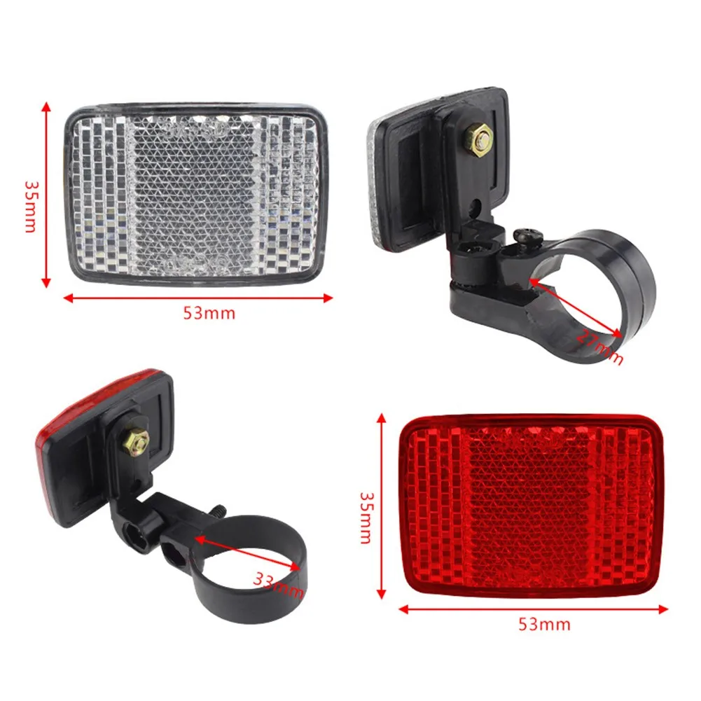 2 Pairs Bike Front Rear Reflector Set Red White Handlebar Mounting Bracket Warning Light Safety Lens Bicycle Accessories