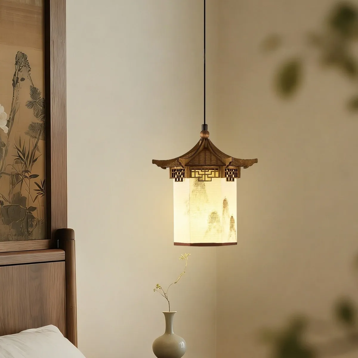 Song Dynasty Style Pendant Light for Hallway Bar Dining, New Chinese Vintage Hanging Lamp for Tea Room, Decor
