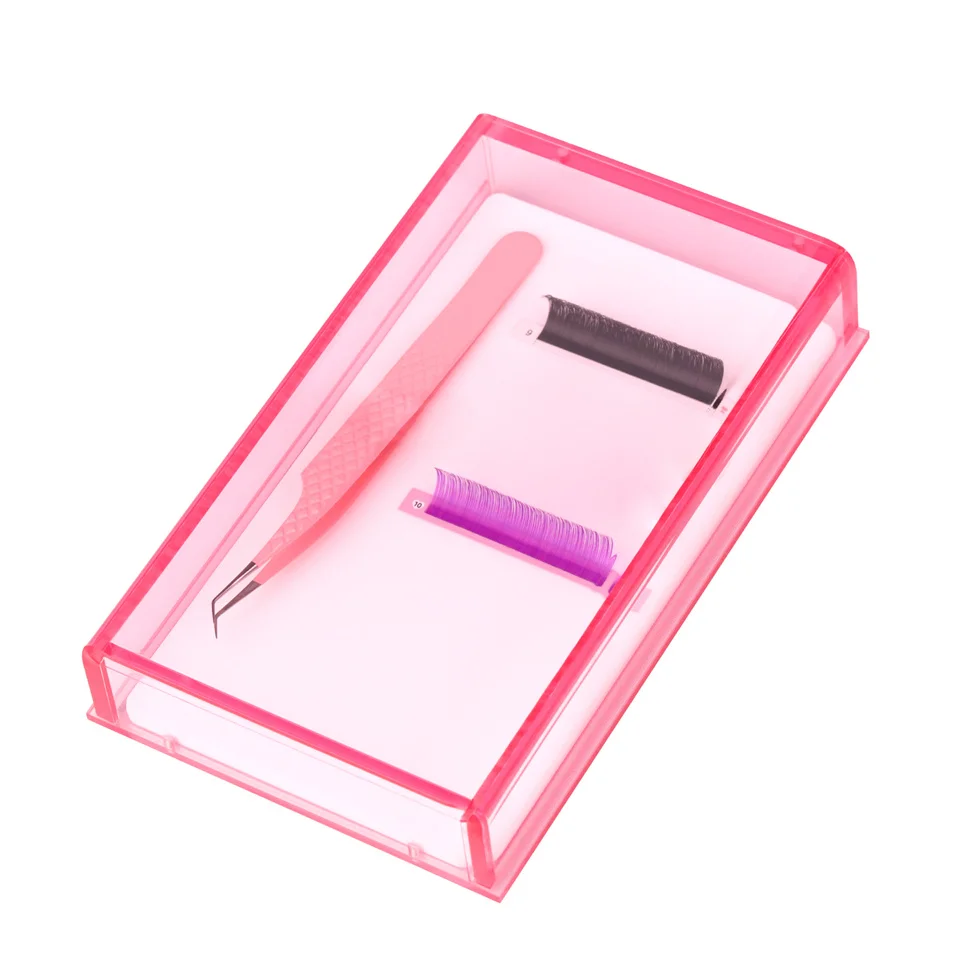 Eyelash Extension Storage Box Acrylic Lash Holder Pallet Single Layer With Magnetic Eyelash Strips Dust-proof Cover Makeup Tools