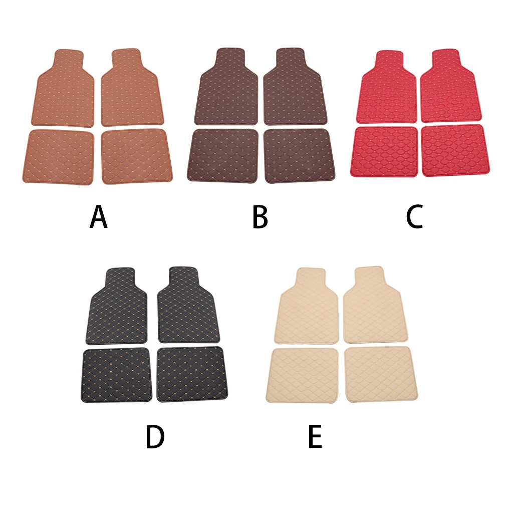 4 Pieces Car Floor Mats Automotive Interior Stepping Liner Foot Pad Automobile Carpet Front Rear Washable Mat