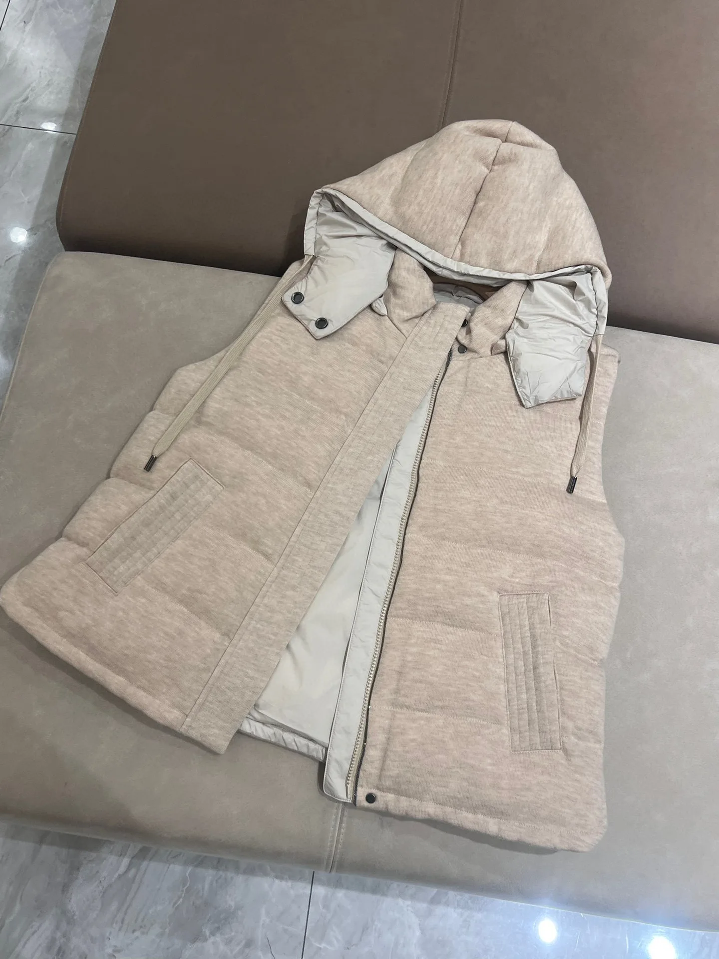 Goose Down Vest for Women 2024 New Autumn Winter Wool Zipper Fly Loose Casual Sleeveless Hooded Down Coat