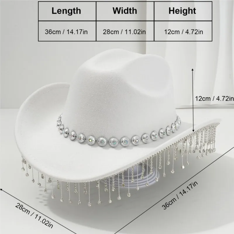 A unisex top hat with round eyes and flowing tassels is perfect for party