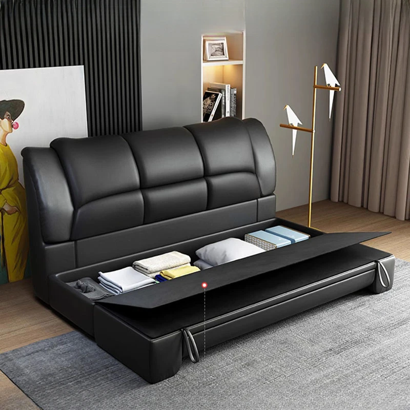 Genuine Leather Sofa Chair Unique Black Simple Modern Recliner Puffs Sofa Love Seat Reading Woonkamer Banken Home Furniture