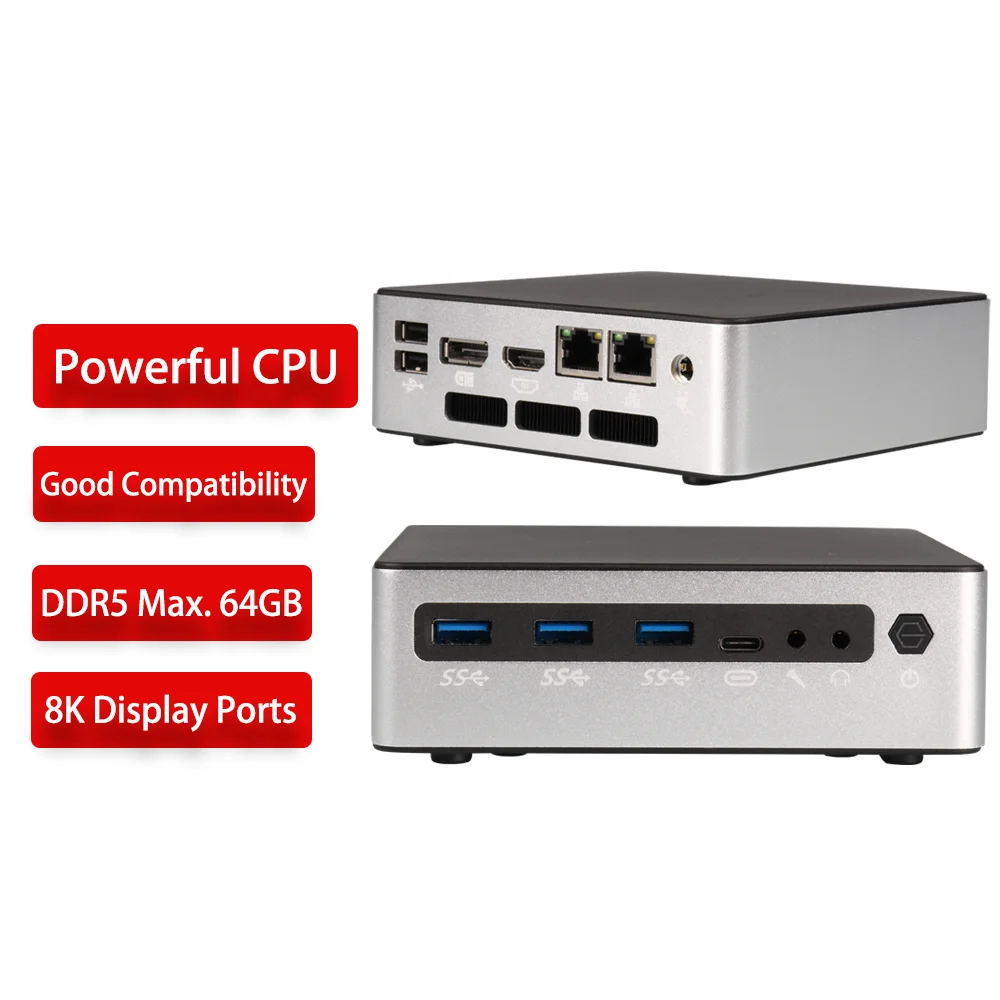 

Недорогой мини-ПК Core i5 1340P 13-го поколения Nuc Nano Mini Micro PC X86 2 Ethernet Lan Windows 10 11 Linux Ubuntu DDR5