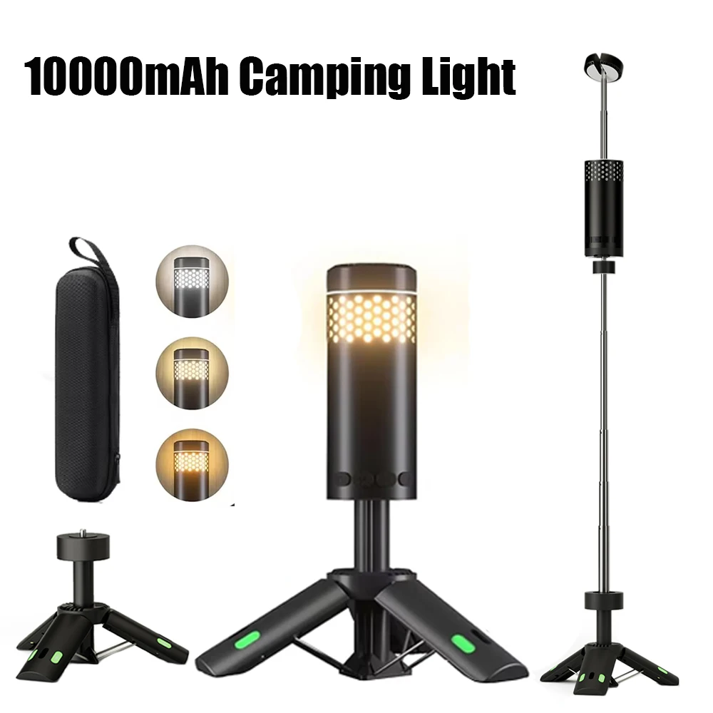 10000mAh Camping Light USB Rechargeable LED Emergency Lamp Outdoor Portable Telescopic Lanterns 180° Rotatable Lamp Head