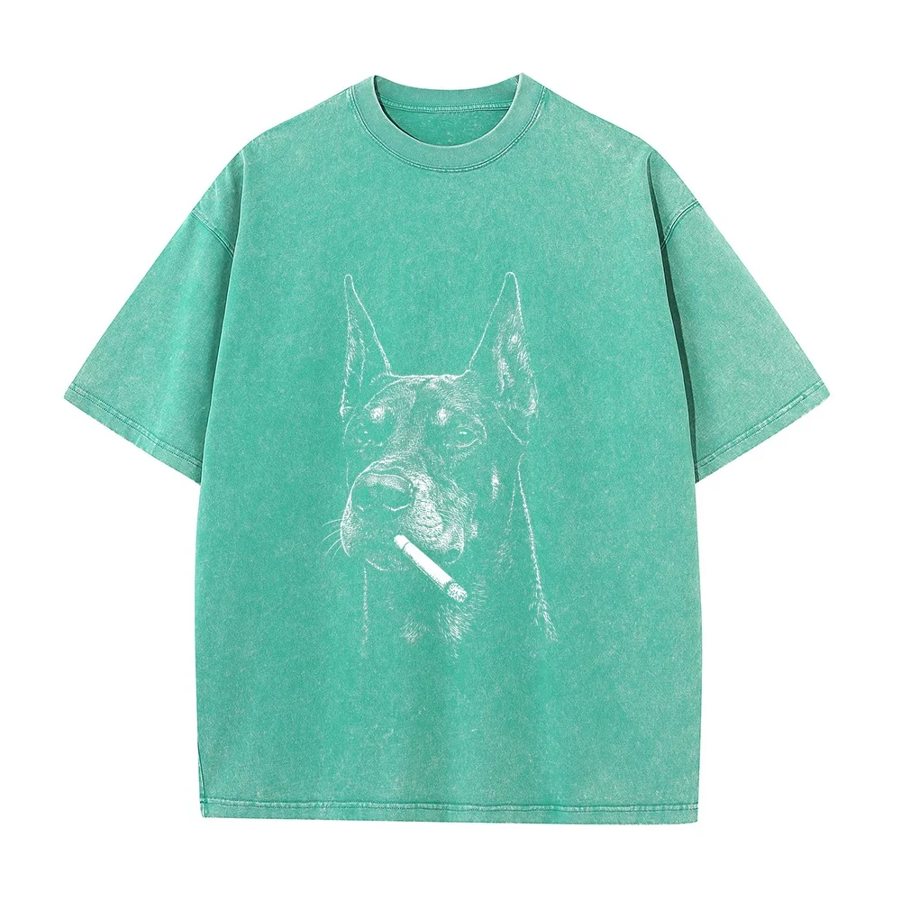 Edgy Doberman Pinscher Dog Smoking Halftone Art Premium Tri-Blend T-Shirt New In Tops And T-Shirts Custom T Shirt Tée Homme