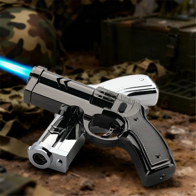 New Creative High Power Butane Gas Turbine Lighter Outdoor Windproof Metal Cigar Lighter Kitchen BBQ Ignition Tool Men's Gift