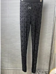 Leggings flocados de lujo para mujer, pantalones sexys finos de alta calidad, estilo de diosa de la luna pequeña, novedad de 2024