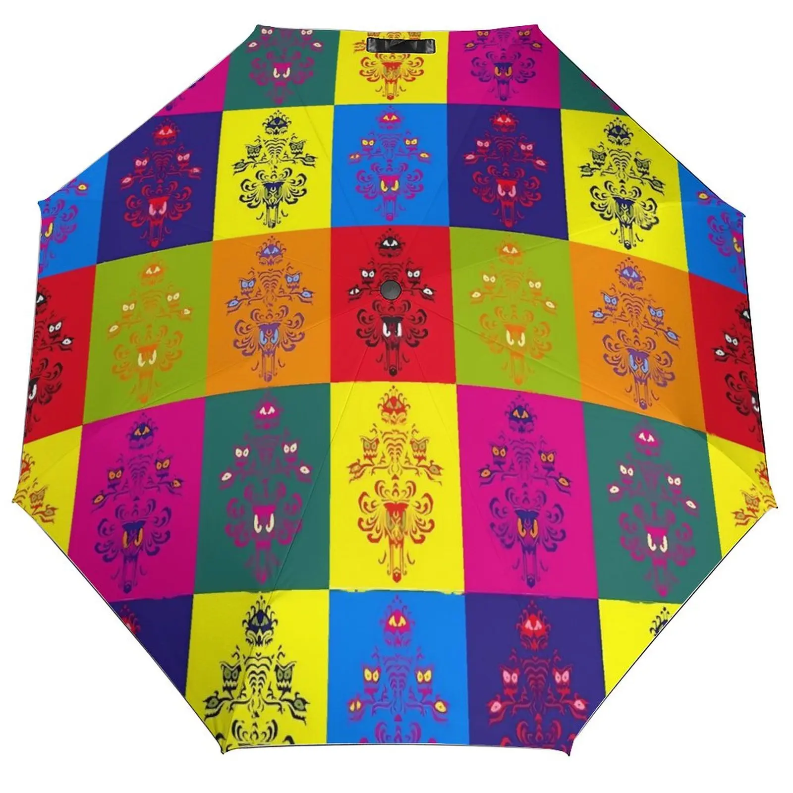 Haunted Mansion Umbrella Pop Art Auto Protection Umbrella Colorful Painting Rain Lightweight Umbrella