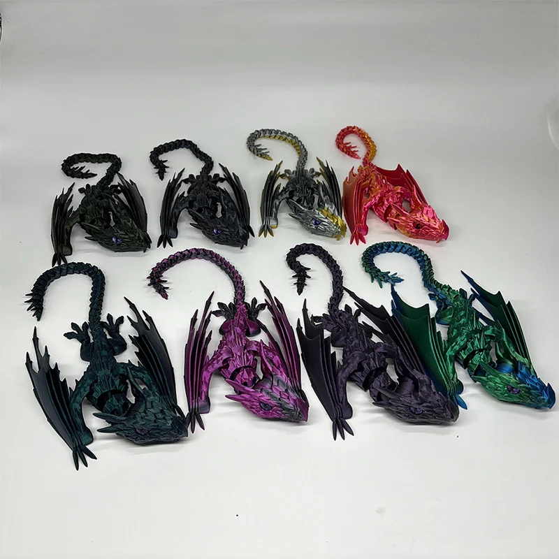 

2024 New Cool 3d China Winged Dragon Model Decoration 41cm Movable Crystal Laser Dragon Home Desk Ornament Collectible Gift