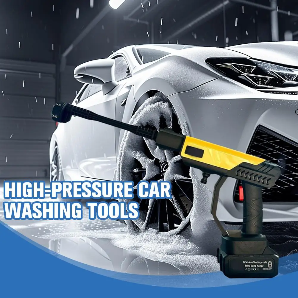 Elektrische Auto Hochdruckreiniger Handheld, tragbare Batterie Power Washer mit 6-in-1 Düse, für Auto Boden Zaun Wand Reinigung A3G0