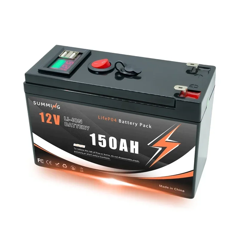 LiFePO4 12V 🪟Deep Cycles 18650 Lithium 150000mAh Battery Built-in BMS,for UPS, Kayak Fish Finder, So