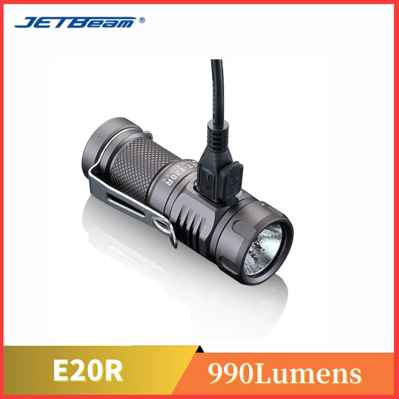 JETBeam E20R LED Flashlights SST40 N4 BC 990 Lumen Micro USB Rechargeable Protable Lantern For Outdoor Sports Searchlight