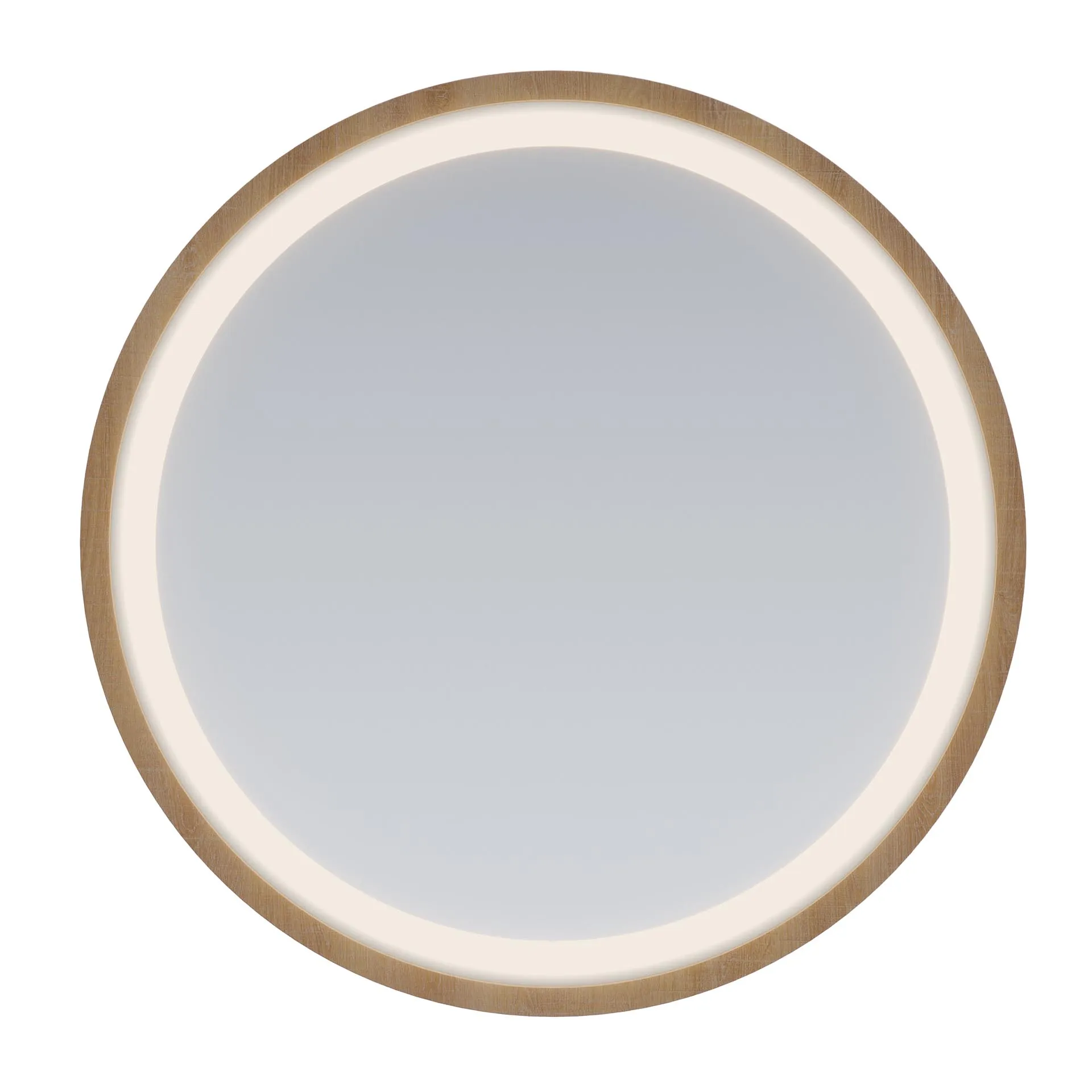Modern Illuminated Bathroom Smart Salon Energy Saving Round Hotel Led Light Mirror Wood Framed Wall Mirror