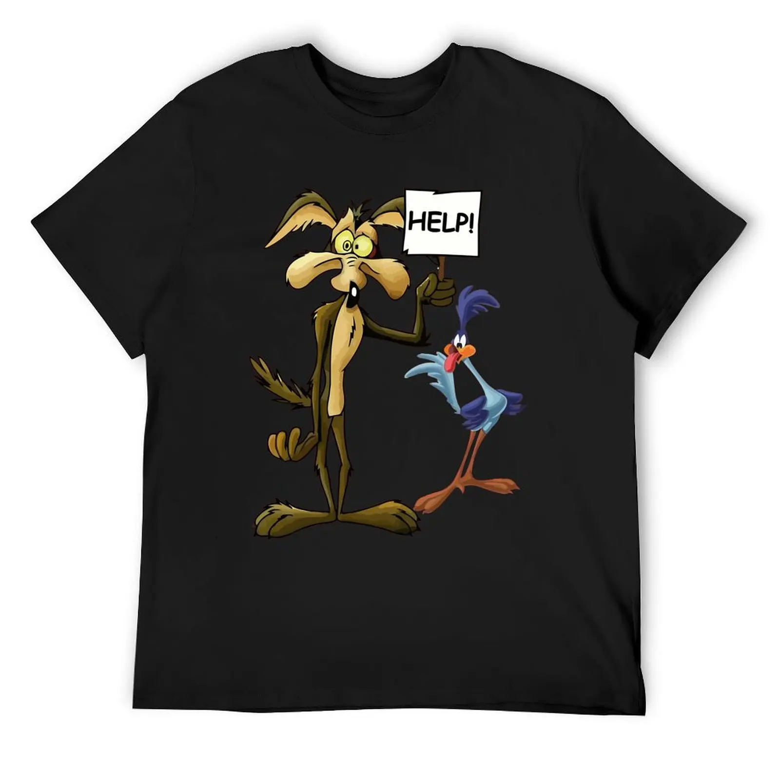 Футболка Roadrunner And El Coyote, рубашки с выступами, простые футболки большого размера, набор мужских футболок Футболка Roadrunner And El Coyote, рубашки с выступами, простые футболки большого размера, набор мужских футболок