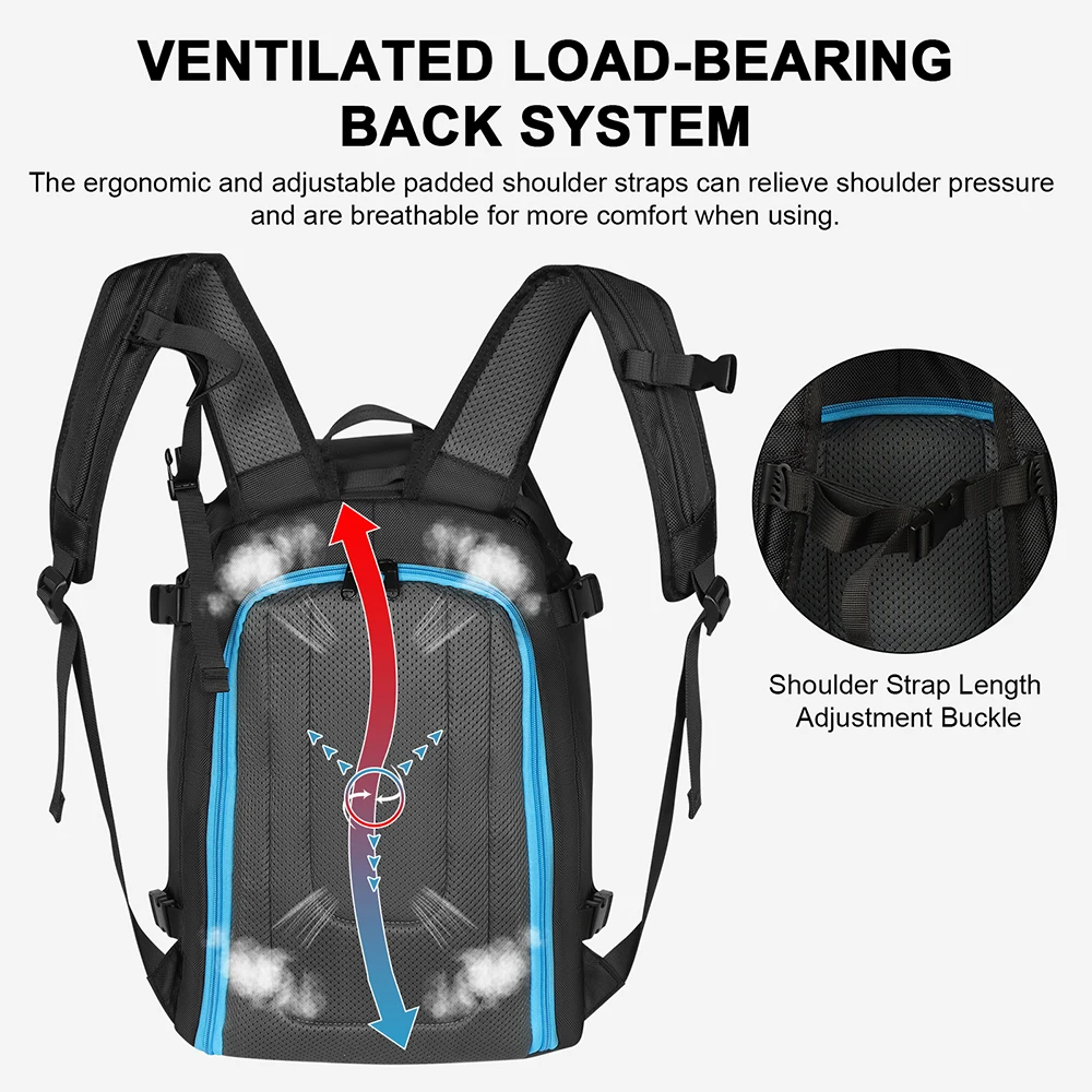 Travel Ski Boot Bag Backpack 50L Large Capacity Waterproof for Snowboard Boots Helmet Goggles Hang Skis Dry Wet Separation