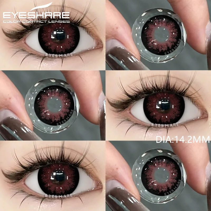 EYESHARE Farbkontaktlinsen für Augen, 1 Paar schwarze Linsen, große Augenlinsen, graue Augenkontaktlinsen, jährliche natürliche Augenkontaktlinsen