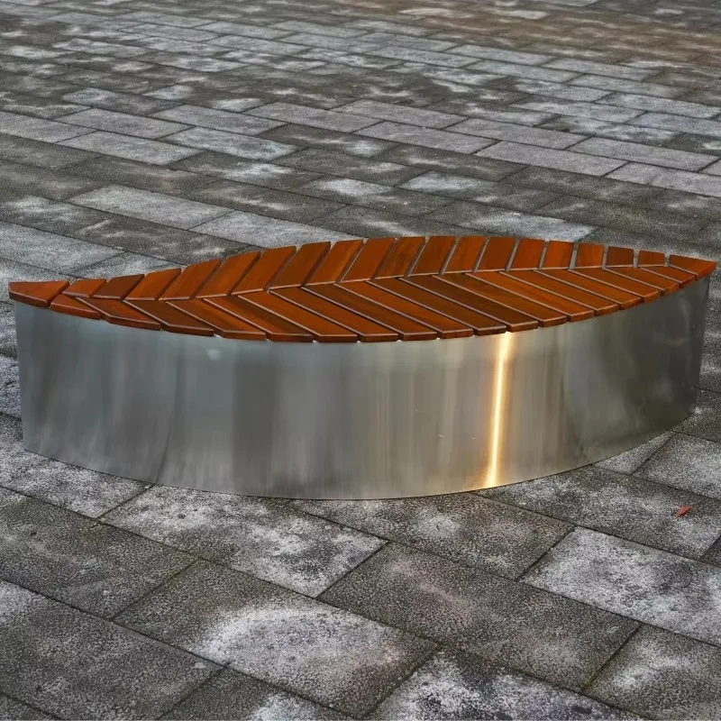 تخصيص مقعد الحديقة غير القابل للصدأ مقاعد خارجية مخصصة الفولاذ المقاوم للصدأ مقعد خارجي مقعد عام كرسي الفناء #6