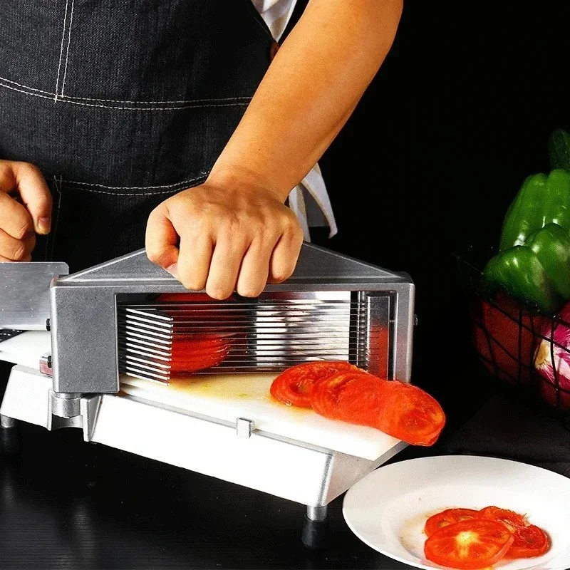 4.5/6.5/9Mm Alat Pengiris Tomat Alat Pengiris Lemon Baja Tahan Karat Dioperasikan Tangan Mesin Pemotong Buah Sayuran Alat Dapur