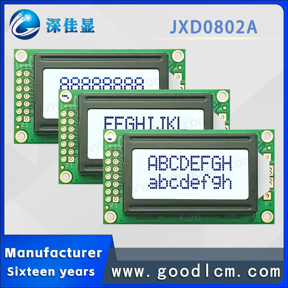 High quality Character type lcd screen display JXD0802A FSTN White Positive dot matrix display Small size LCD module