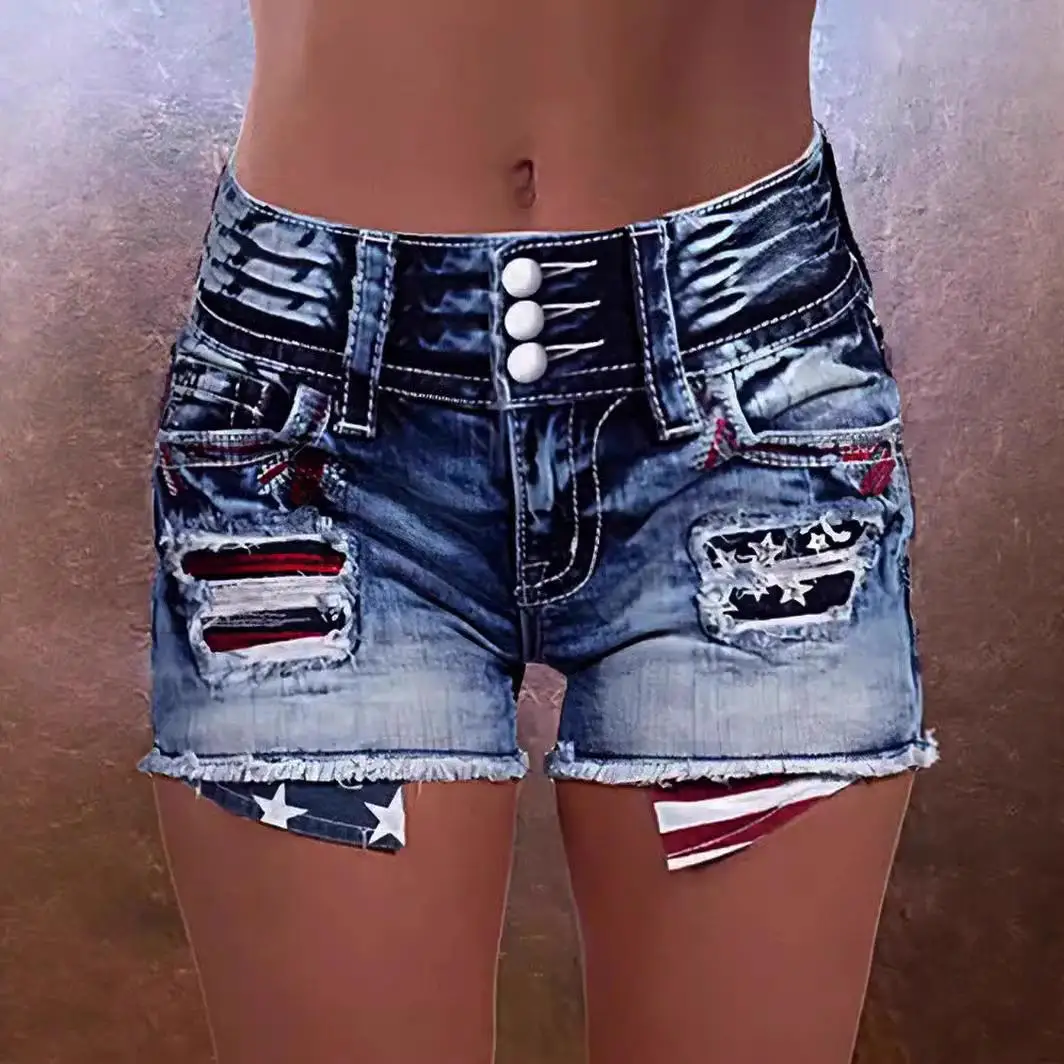 

High Waist Slimming Straight Leg Jeans Printed Comfortable Stretch Blue Denim Women's Faion Commute Sle No Brand Register...