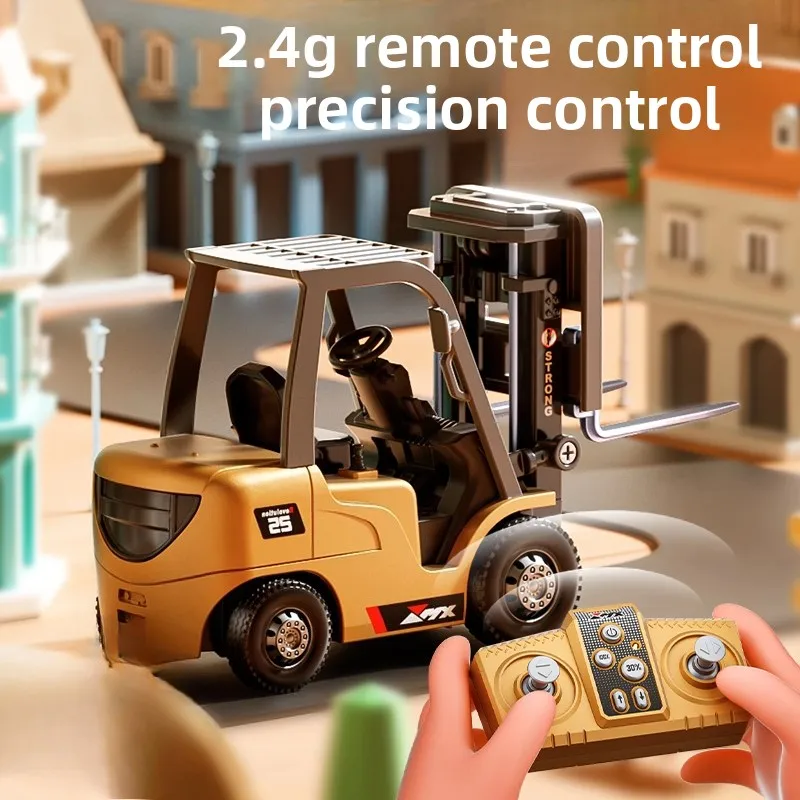 

1:64 Mini Alloy Forklift Remote Control Engineering Car Bluetooth RC Car Model Boy's Children's Day Gift Toys