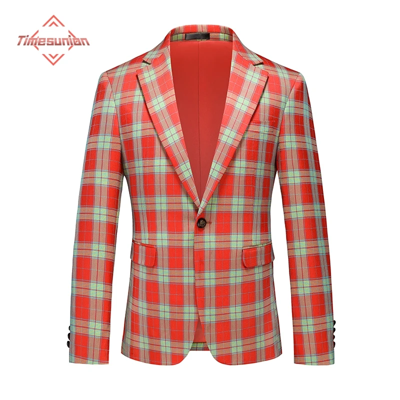 

Luxury Blazers for Men High-grade Fabric Business Casual Man Blazer Fashion Plaid One Button Mens Blazer Jacket
