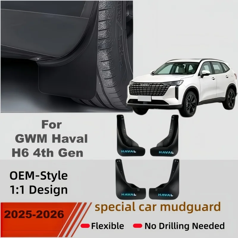 For GWM Haval H6 4th Gen 2025 2026 Car Mud Flaps Mudflap Front Rear Fender Anti-splash Mudguards Guard Splash Accessories