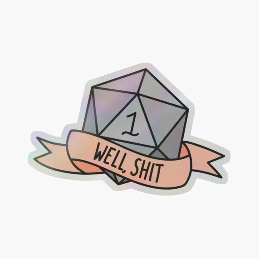 

D20 - колодец, дерьмо голографическая наклейка для декора ноутбука спальня автомобиль милый мультфильм искусство модный общественный чемодан