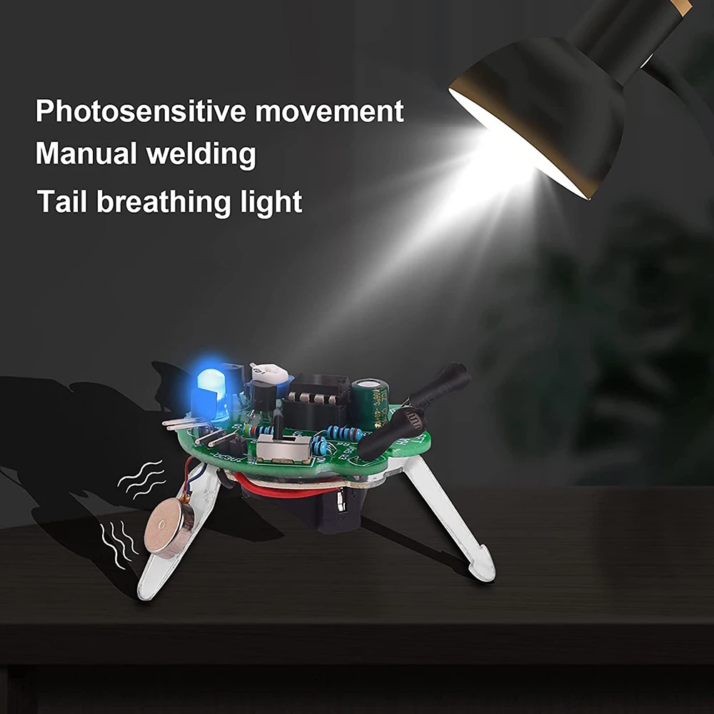 DIY Electronic Kit LED Breathing Light Simulated Firefly Flash Robot Soldering Practice Toy Photosensitive Sensor Mobile Robot