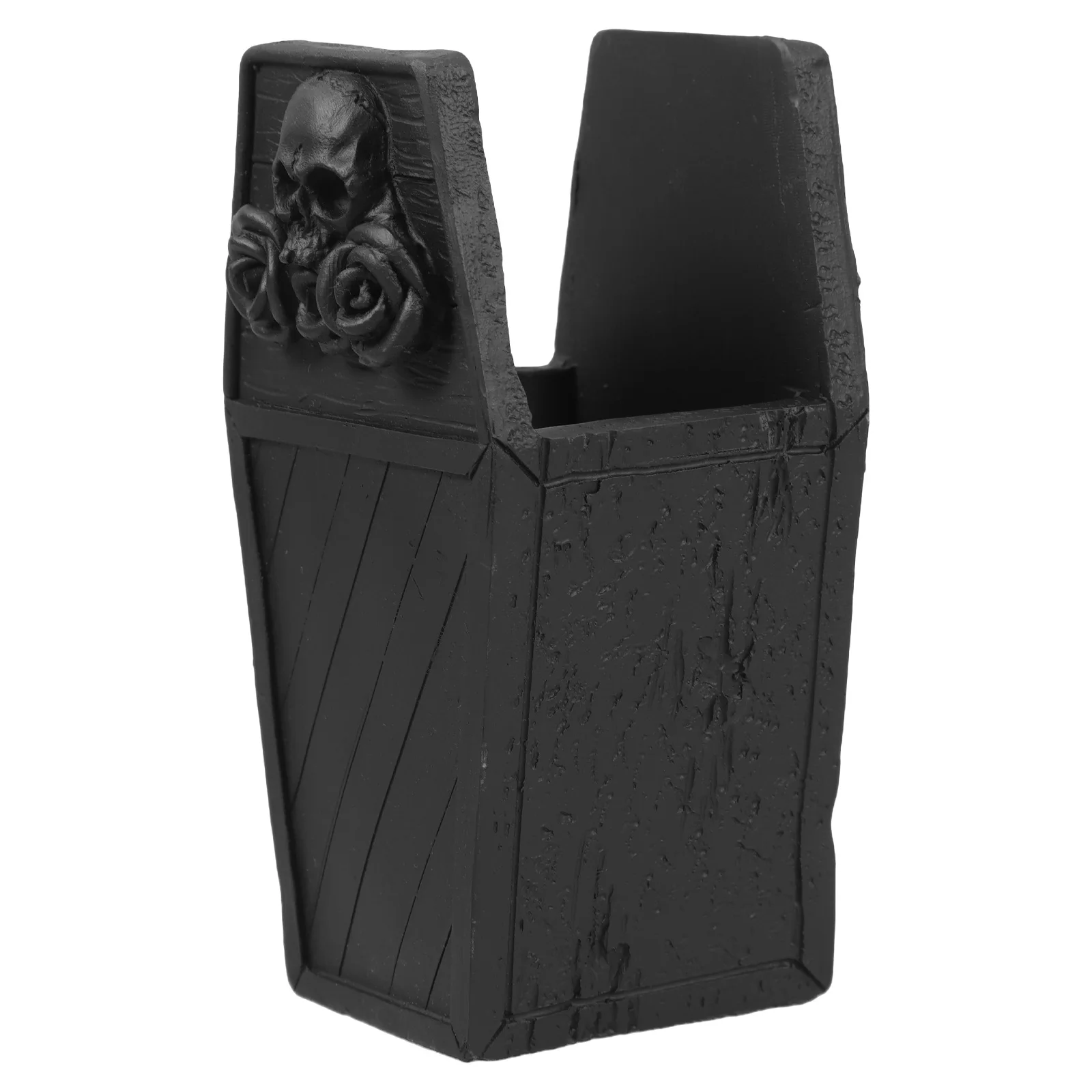 

Skull Pen Gothic Coffin Storage Stationary Organizer Box Resin Desktop Organizer Vanity Case Halloween Brushes Container