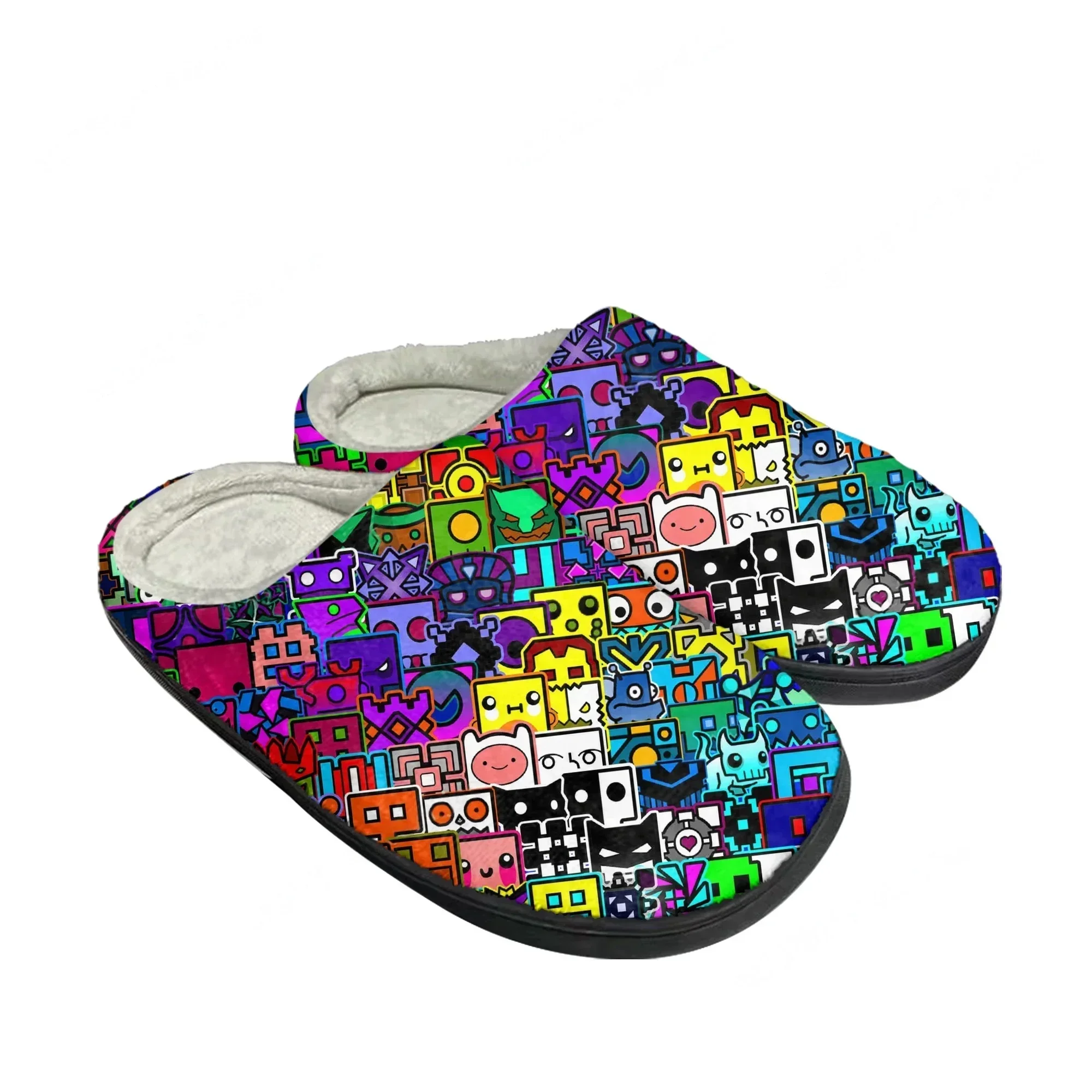 

Geometry Dash Home Cotton Slippers Cartoon Game Mens Womens Teenager Plush Bedroom Casual Keep Warm Shoes Tailor Made Slipper