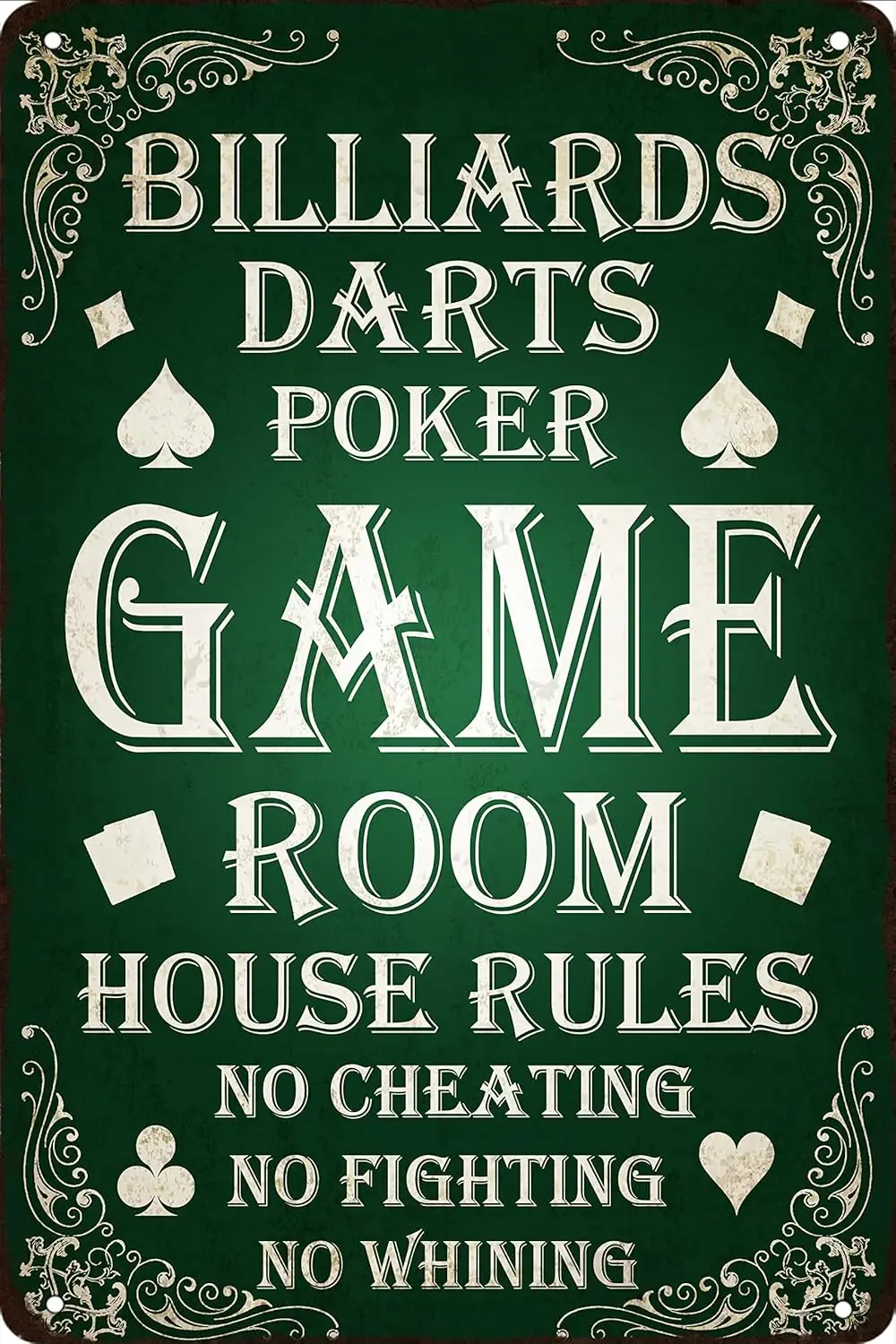 Game Room Metal Tin Sign Billiards Darts Poker House Rules Signs Man Cave Wall Decor