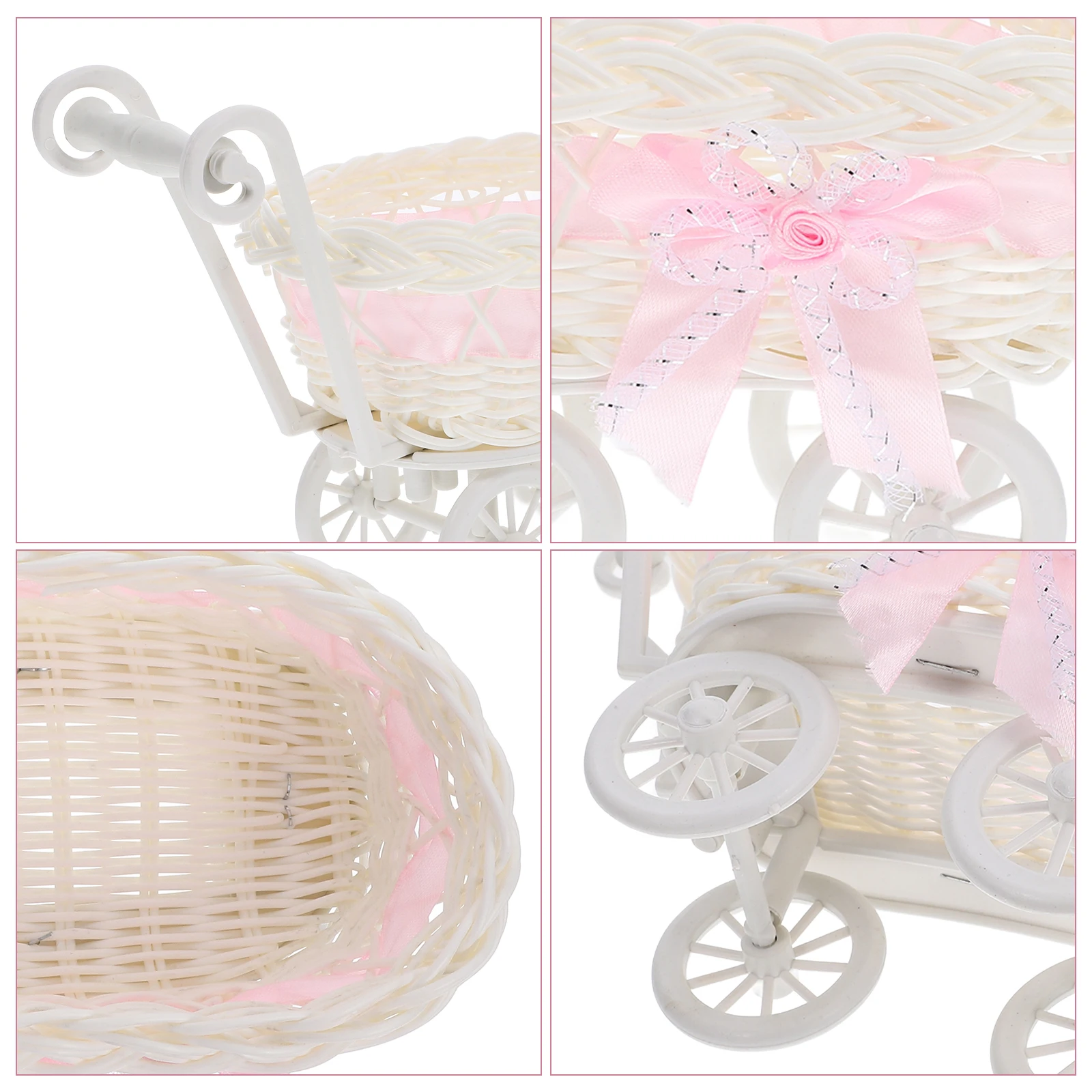 

Imitation Rattan Stroller Pink C Stroller Storage Baskets Decoration y Basket Vintage Decor Shower Gift Storage Baskets Toy