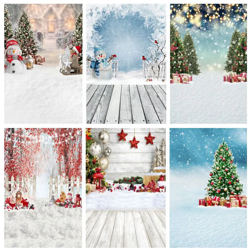 

Christmas Winter Photography Backdrop Outdoor Snow Scenery Wood Wall Floor Baby Kids Portrait Photocall Background Photo Studio