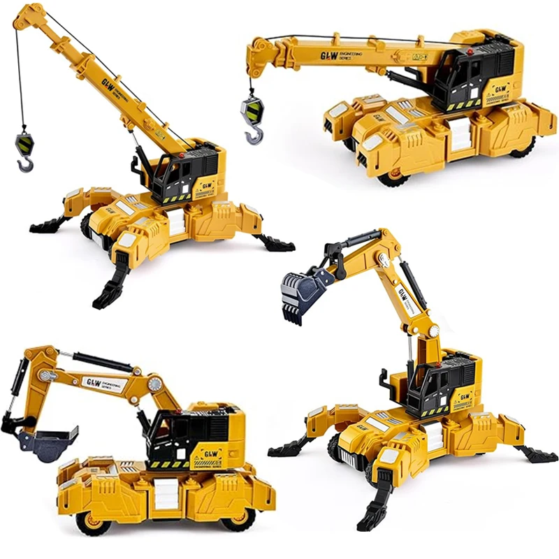 

1:40, 4 стиля, четырехногий грузовик, трансформируемый инженерный автомобиль, строительный сплав, кран, экскаватор, игрушки для детей, подарки для мальчиков