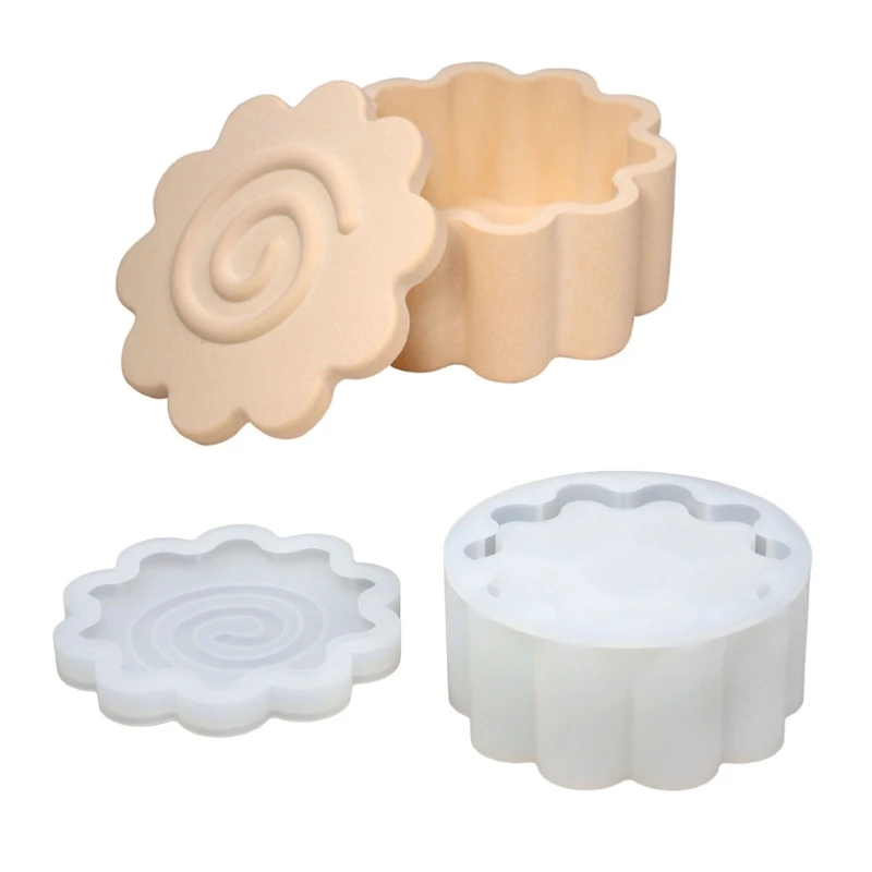 

DIY Squid Roll Silicone Jewelry Storage Box Mold with Lid Desktop Ornament Trinket Holder Candle Jar Epoxy Resin Casting Mould