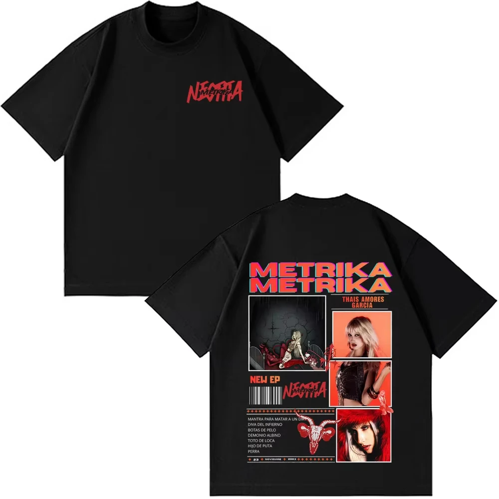 Camiseta con estampado del nuevo álbum de Singer Metrika para hombre y mujer, camisetas estéticas a la moda, camiseta informal de algodón holgada de manga corta, camiseta de hip-hop