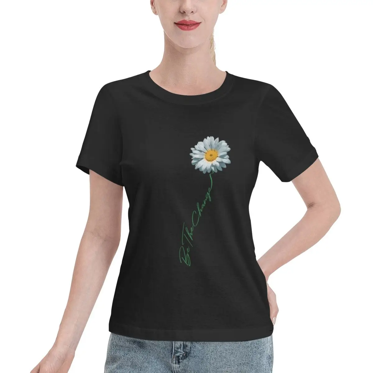 All Body Type Be The Change Daisy Flower For Kindness Respect Humanity Women's T-shirt Retro Comfy Daily Top