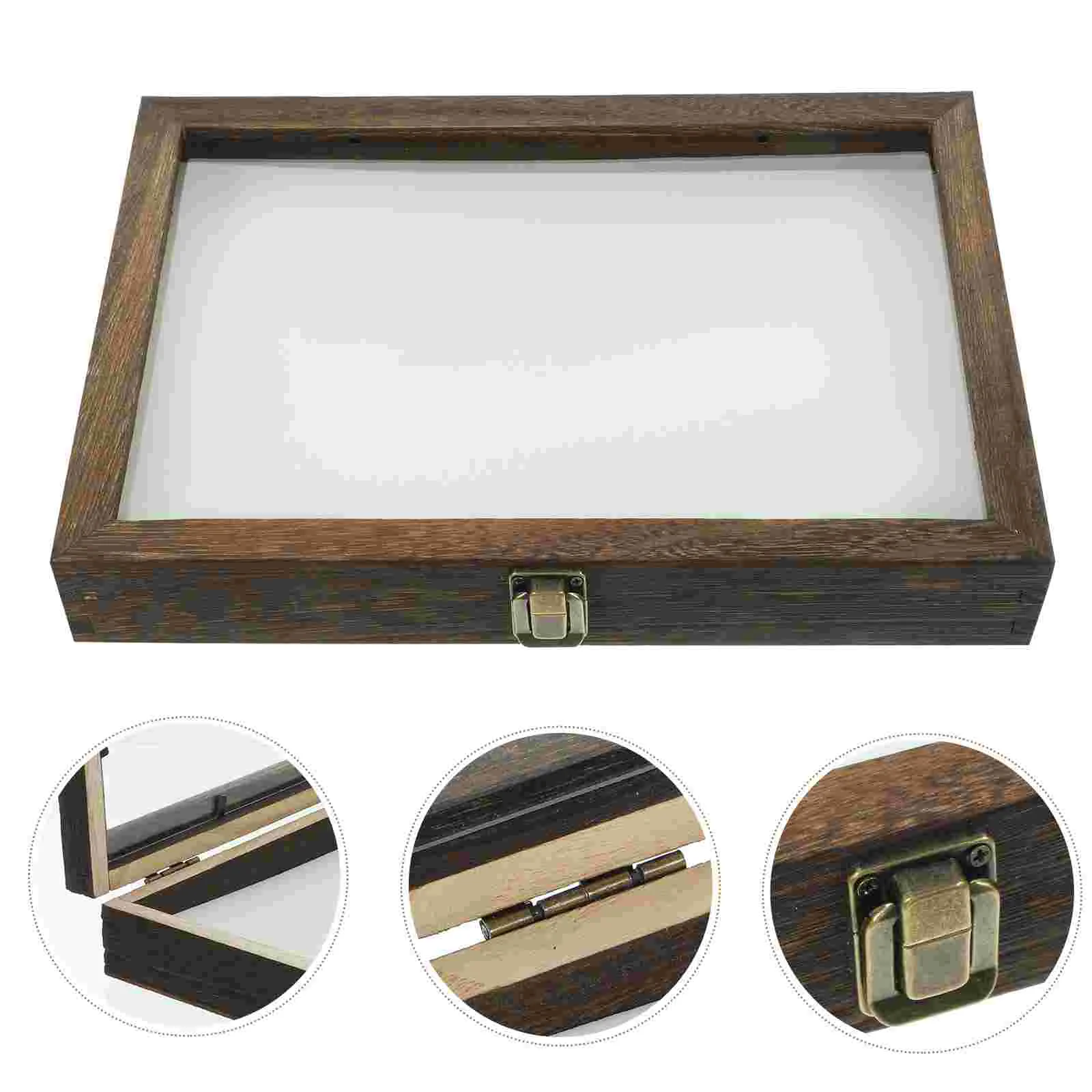 Vitrina de madera para muestras de insectos, tapa transparente de 12x8x6cm, adorno de escritorio a prueba de polvo, caja de almacenamiento artesanal