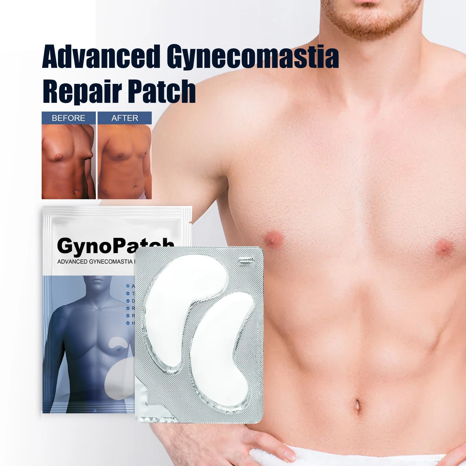 Male breast firming, men's chest skin firming, anti-sagging chest muscle care patch