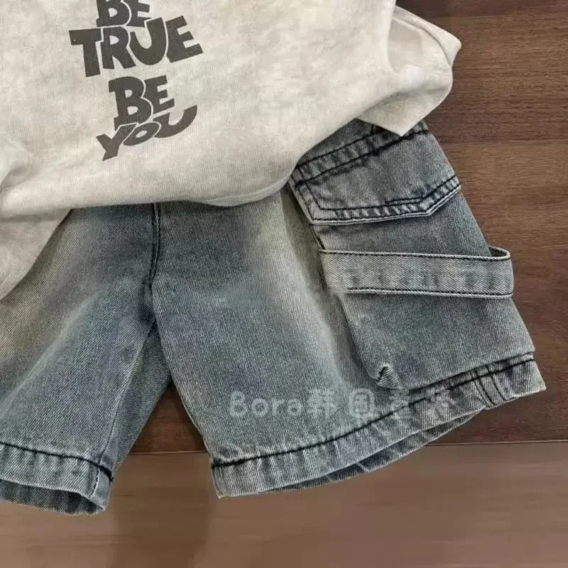 

Boys Summer Fashion Set Sleeveless Tank Top And Denim Shorts Two-Piece Children's Outfit 2 3 5 7 9Y