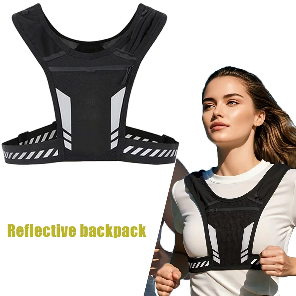 Large Capacity Reflective Water Bottle Sports Vest Backpack New Style Double Shoulder Phone Carry Bag For Cycling Night Running
