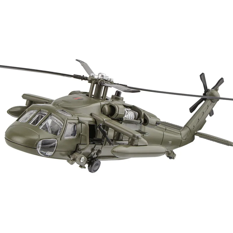 Black Hawk Armed Helicopter Alloy Diecast Airplane Model Toy Simulation Sound Light Model Collection Boy Holiday Gifts FJ10