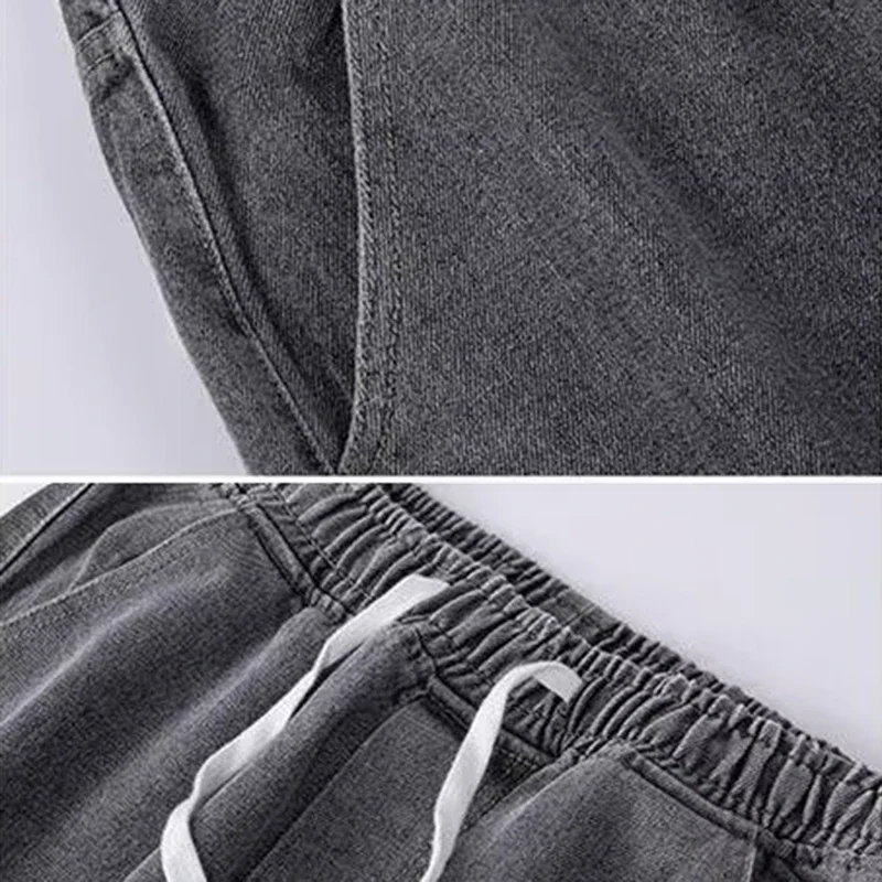 ذكر جديد غير رسمي شارع العليا بنطلون الرجال موضة الثلوج الدافئة أفخم الجينز الذكور صوف مبطن سميكة مطاطا حزام الدنيم السراويل