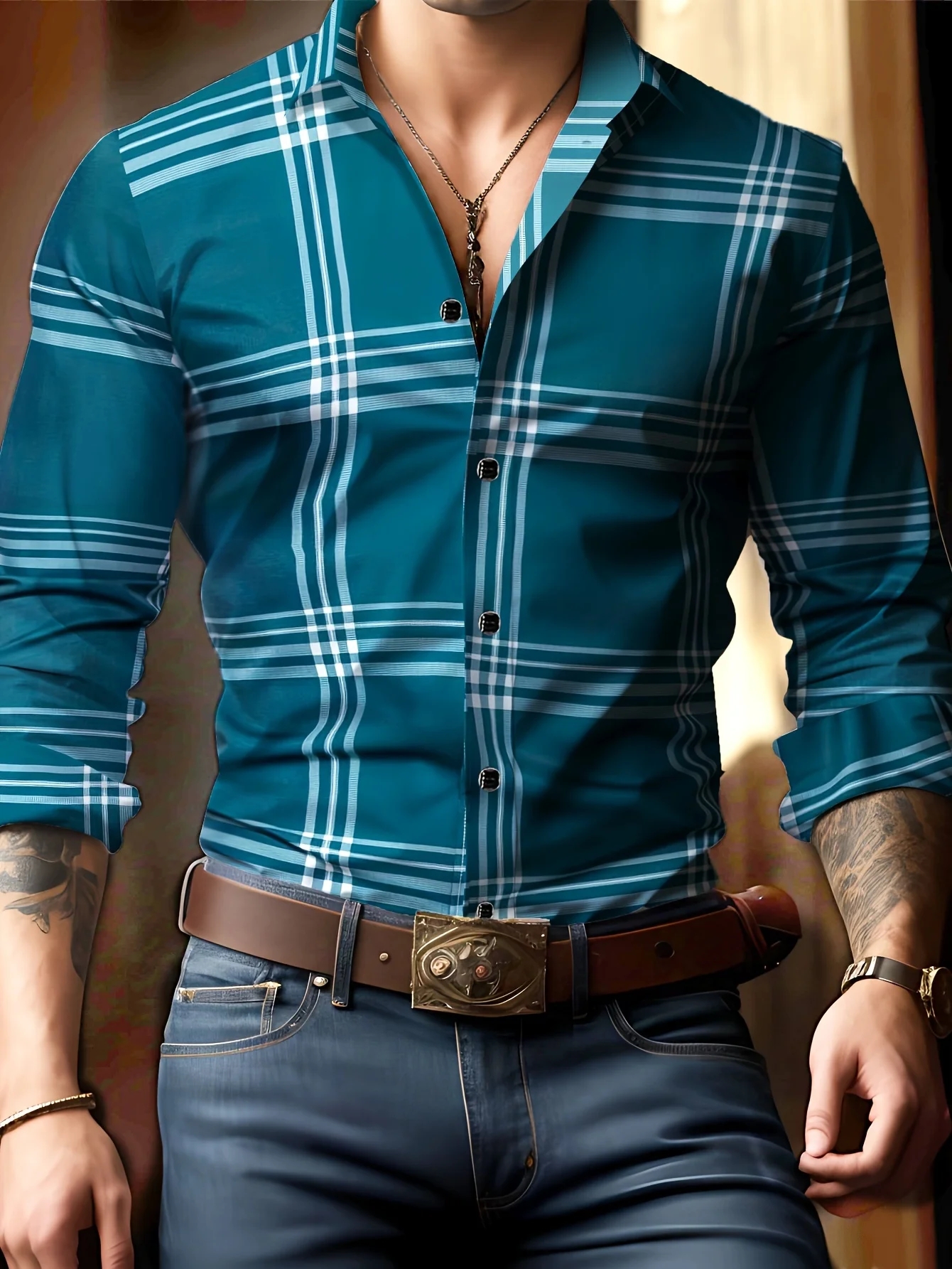 2025 Optical lines Printed Men's Shirts Fashion Long Sleeve Shirt 3D Print Casual Shirt Green Summer Spring Clothing Apparel - Image 3