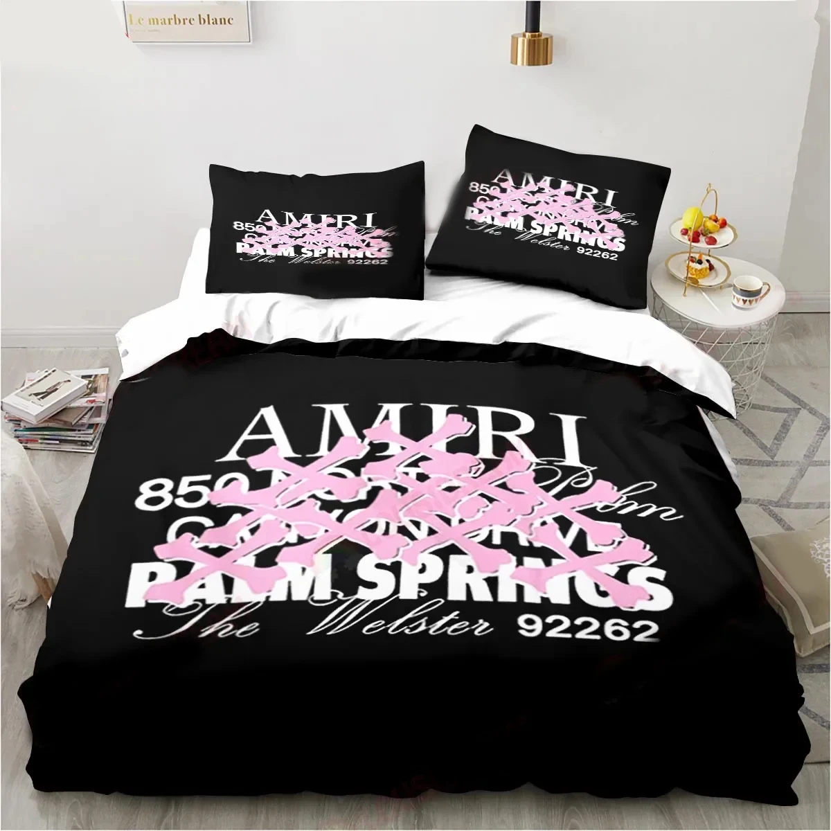 Logo Amiris Graffiti Pattern Bedding Set Duvet Cover Bed Set Quilt Cover Pillowcase Comforter king Queen Size Boys Adult Bedding